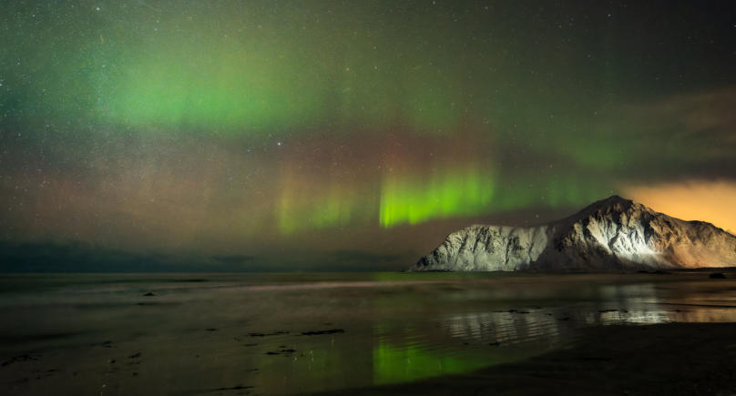 Polarlichter am Skagsanden Beach