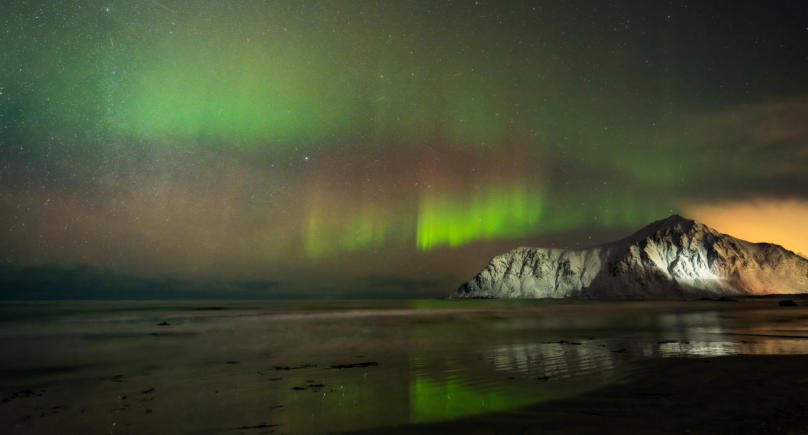 Polarlichter am Skagsanden Beach
