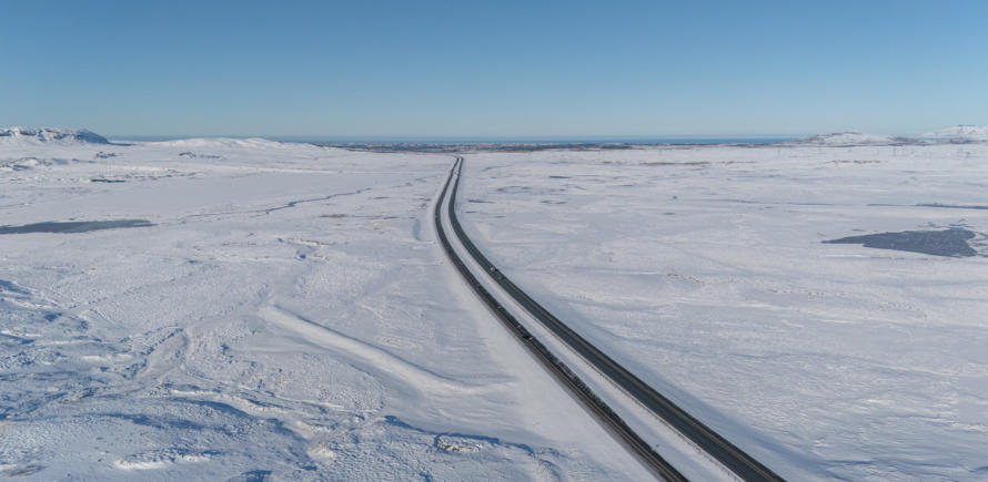 Ringstraße in Winterlandschaft