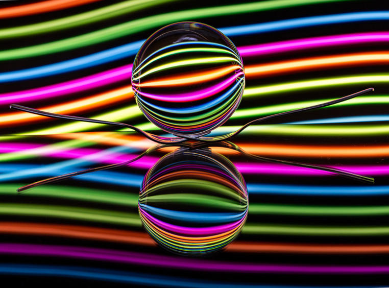 Glaskugel mit Lichtspuren